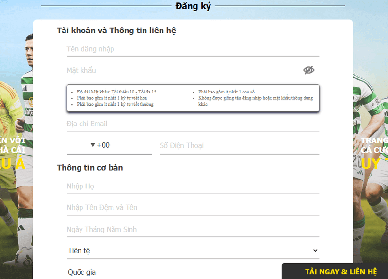 điền thông tin đăng ký dafabet